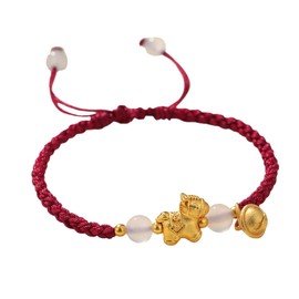 Yecomsy Chinese New Year of The Horse Bracelets Red Horse Charm Rope String Bracelet Zodiac Jewelry-Red