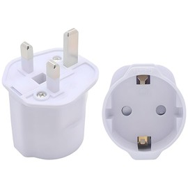 Double Dragon, EU to UK Plug Adapter – European 2-Pin to 3-Pin UK Travel Adaptor – Schuko Converter for France, Germany, Spain, Italy to British Plug – BS1363 Certified, 13A Fused, White (1 Pack)