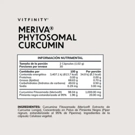 Suplemento de Cúrcuma Vitfinity con Meriva Phytosome y Pimienta Negra en Cápsulas                                                                     