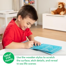 Melissa & Doug On The Go Scratch Art Sea Life Color-Reveal 12-Page Activity Pad Creative Play for Boys and Girls Ages 5+ - FSC-Certified Materials