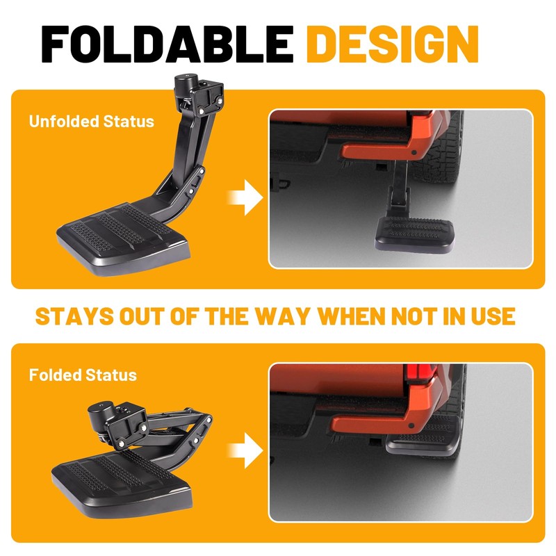One-Piece Aluminum Upgraded Rear Bed Step Compatible with Toyota Tacoma