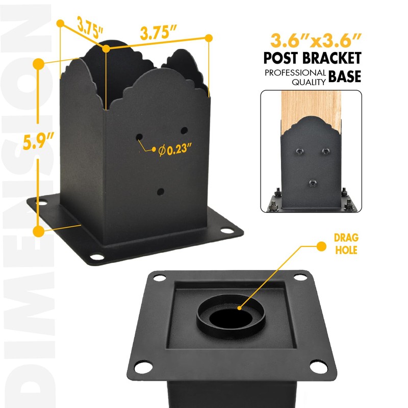 WIMART Creative Design 4x4 Post Base, Square Bracket Post Base