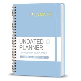 Undated Weekly Planner, Weekly To Do List Notebook with Goal, Organizer & Habit Tracker, A5 Daily Planner with Spiral Binding, Ideal for Office School Suppies - Blue