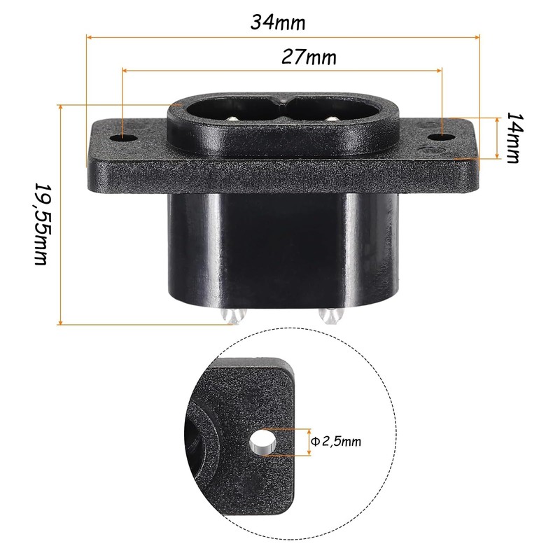 Leloco 6 pieces IEC connector C8 plug, C8 plug IEC