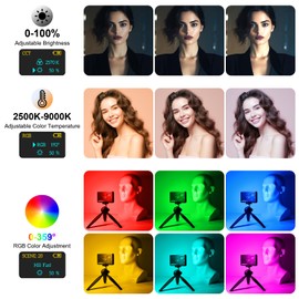LUXCEO W140 LED Video Light RGB,Portable Light Photography,140 Lamp Beads Camera Lighting for Vlog,Live Broadcast,Interview(3100mAh,CRI 95+,2500-9000K)