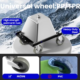 Snowmobile Dolly Sets Heavy Duty V-Slide with 3" PP/TPR Swivel Casters and Rubber Pad Protecting Skis 1500 lbs Capacity(Blue)