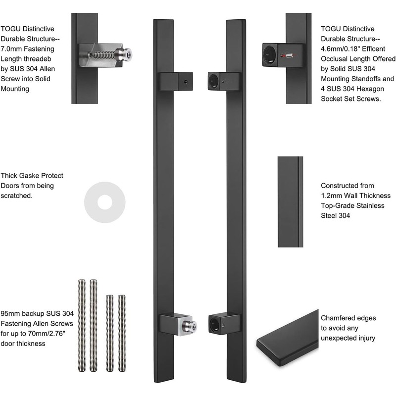 Togu TG-6018 48 inches Solid Standoffs Heavy-Duty Commercial Grade-304 Stainless