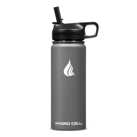 HYDRO CELL Stainless Steel Insulated Water Bottle with Straw - For Cold & Hot Drinks - Metal Vacuum Flask with Screw Cap and Modern Leakproof Sport Thermos for Adults (Graphite 18oz)