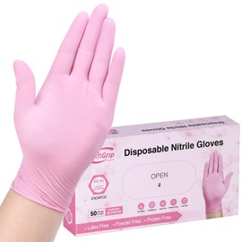 SwiftGrip Nitrile Disposable Gloves, 3-mil, Medical exam Gloves Disposable Latex Free, Gloves for Cleaning & Esthetician, Pink Rubber Gloves, Pink Cleaning Gloves, Powder-Free, 1000-ct Case (Large)