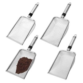 Garden Sieve Set, 4 Pieces, Stainless Steel with Handle, Compost Sieve, 2-5 mm Mesh