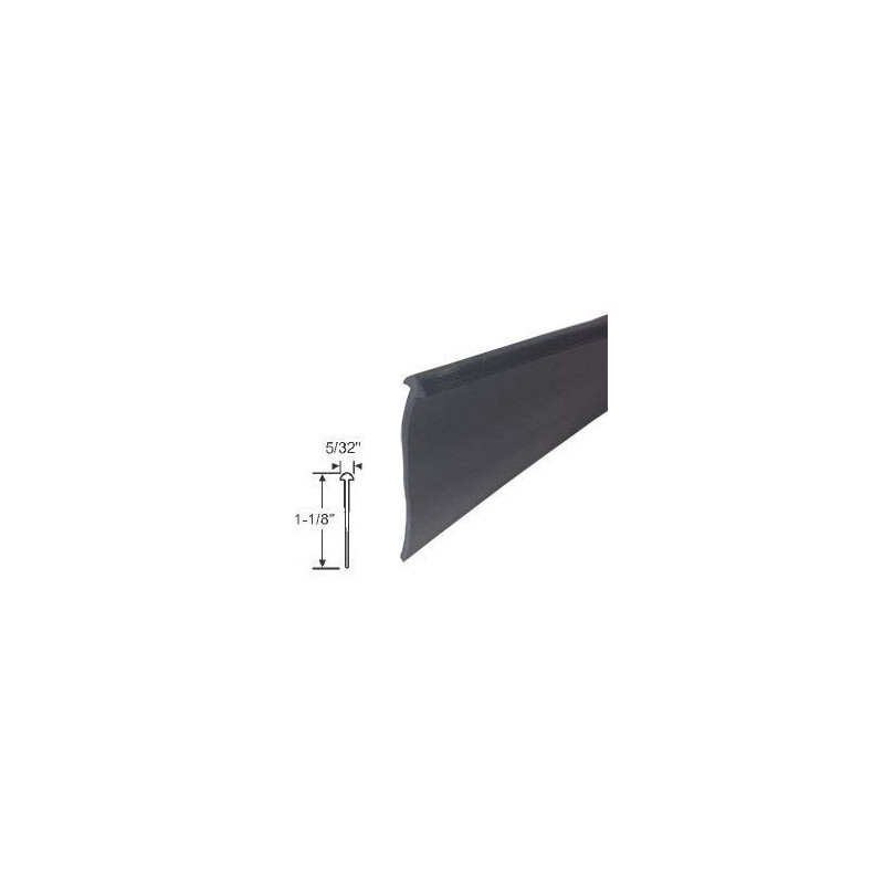 Black 1-1/8" Half-Round Type Shower Door Bottom Seal and Sweep