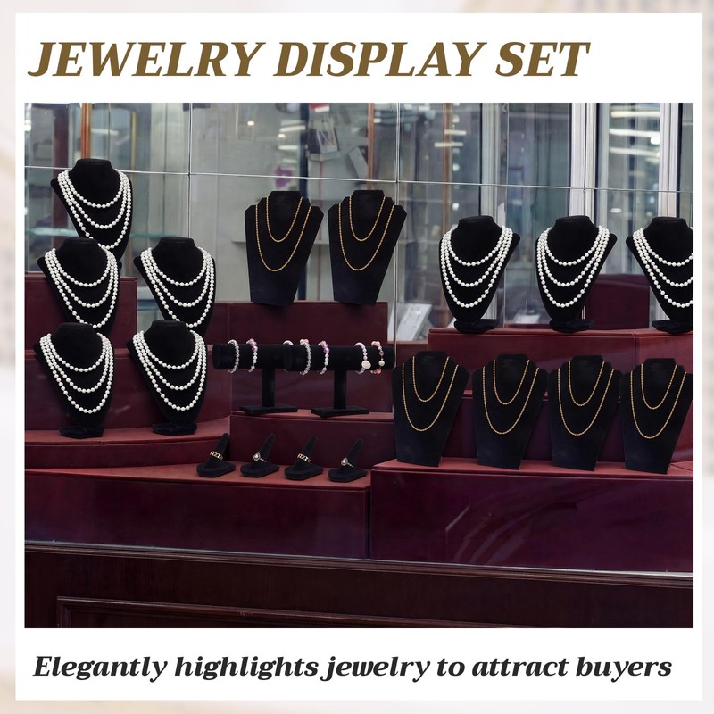 Leinuosen 5 Pcs Velvet Jewelry Display Set for V-shaped and