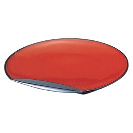 J-kitchens 875839 Japanese Food Serving Plate, 7.5 inch (7.5 cm), Half Moon Plate, Vermilion, 9.1 inches (23 cm), Made in Japan