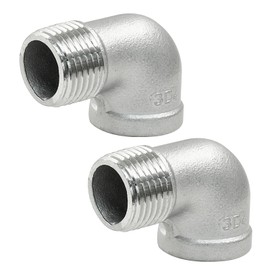 Hordion 2Pcs 304 Stainless Steel 90 Degree Elbow, 1/2" NPT Male x 1/2" NPT Female Cast Pipe Fitting