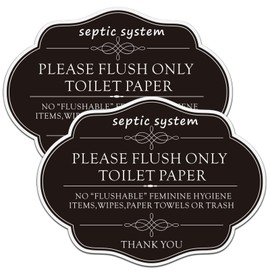 Do Not Flush Rules Bathroom Signs,RAMIEYOO Designer Sign For Septic System,Please Flush Only Toilet Paper,Great for Home,Business or RV,Cabin (Black A)