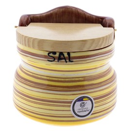 Ceramica Rambleña Salt Shaker Kitchen Salt Shaker with Wooden Lid Ceramic Original Salt Shaker Decoration Model 10 100% Hand Decorated