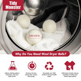 100% New Zealand Wool Dryer Balls L Size – 6 Pack, Organic & Chemical-Free Fabric Softener, Baby Safe & Hypoallergenic, Reduces Static, Wrinkles & Drying Time, Reusable for 1000+ Loads