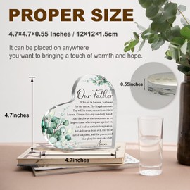 Christian Bible Verses Our Father Prayer Acrylic Heart Decorative Sign Gifts for Women Men, The Lords Prayer Religious Inspirational Gifts Scripture Gifts for Friends Mom Coworker Sister