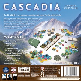 Alderac Entertainment Group (AEG) Cascadia: Juego de mesa para 1-4 jugadores, edad recomendada 12+, género Ecología, tema Cascadia, ecosistemas del noroeste Pacífico, tiempo de juego 30-45 minutos