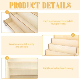 Greeting Card Display Stand 4-Tiered, Postcard Display Stand, Stickers Display Stand for Vendors, Wooden Card Display Rack for Collector, Pictures, Brochure