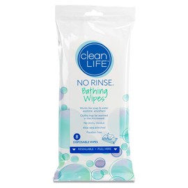No-Rinse Bathing Wipes by Cleanlife Products, Premoistened and Aloe Vera Enriched for Maximum Cleansing and Deodorizing - Microwaveable, Hypoallergenic, Rinse-Free and Latex-Free (8 Wipes)
