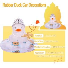 CoFuBcad Car Rubber Duck Dashboard Decoration Colorful Duck Car Ornaments with Special Props Mini Swim Ring Sunglasses Cowboy or Sun Hat(A30)