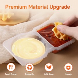 WKTRSM 20 Sets Reusable Snack Containers With Lids, Snack Pack Containers Plastic Double Compartment Snack Containers Transparent Snack Box Container Portion Cups with Lids for Sauce and Snacks