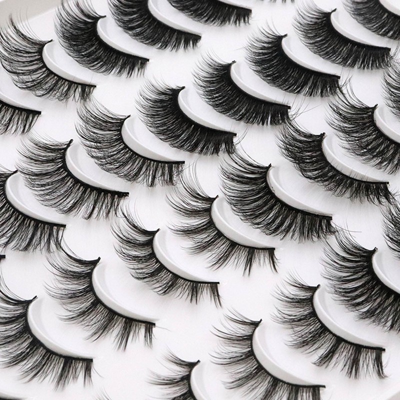 20 Pair Natural Eyelashes Fluffy Cross Fibre 3D False Eyelashes