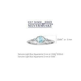 Silvershake Petite Design Round Shape Gemstone Birthstone White Gold Plated or Yellow Gold Plated 925 Sterling Silver Solitaire Promise or Engagement Ring Jewelry for Women, 8.5, Sterling Silver