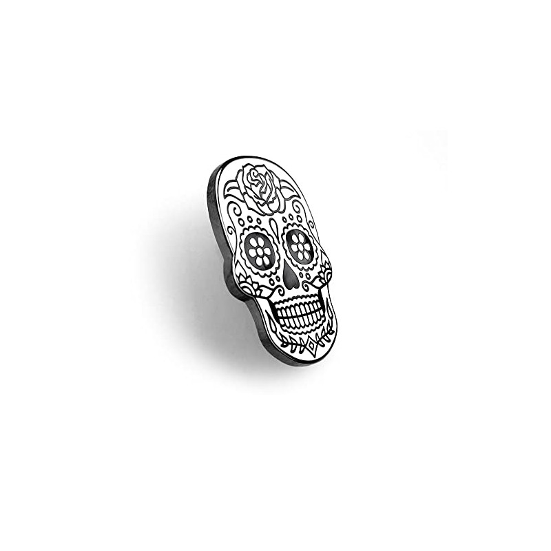 Day of the Dead Sugar Skull Enamel Lapel Pin (White)