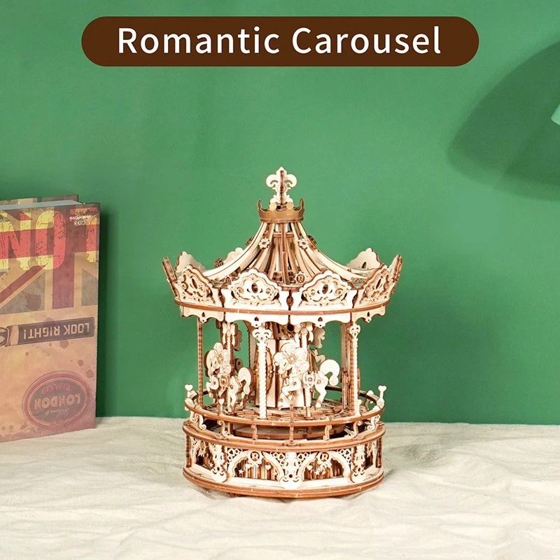 Robotime DIY Handmade Assembled Toys AMK62 Romantic Carousel Music Box