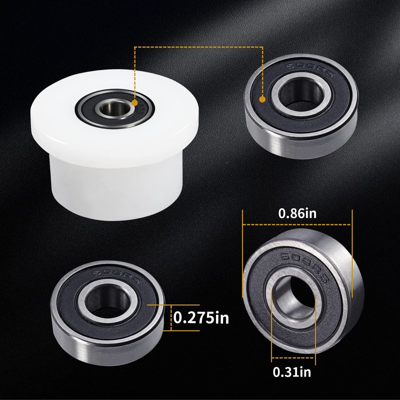 Qty.4 Machined Wheels/Rollers Compatible Total Gym Replacement, Fits Models 1000,1100,1400,1500,1600,1700,1800,1900,Achiever,Force,Gold,Max,Platinum,Platinum