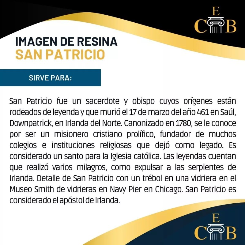 Imagen De Resina San Patricio De 21 Cm
