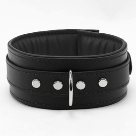 VP Leather Mandrake Latigo Leather Lambskin Handcrafted Padded Collar (Small, Black)