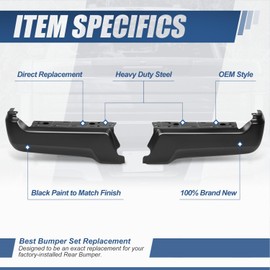 Auto Dynasty Rear Bumper Ends Replacement Compatible with 2017-2022 Ford F-250 350 450 Super Duty, Driver and Passenger Sides, Non Parking Sensor Holes, Primered (Paint to Match) Black