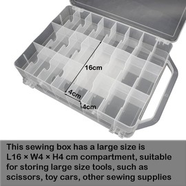 Himilucky Sewing Organiser Box, 46 Compartments Double Sided Portable Plastic Storage for Sewing Thread, Embroidery Thread, Craft Storage and Small Toys