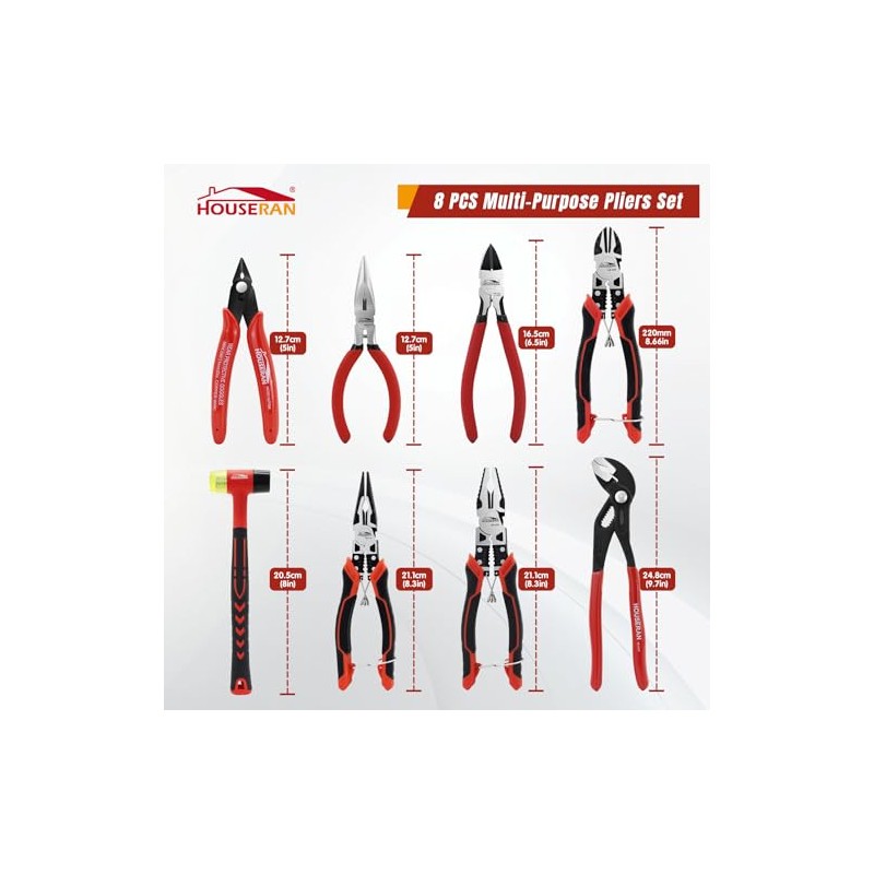 8 PCS Pliers Set with Case for DIY & Home