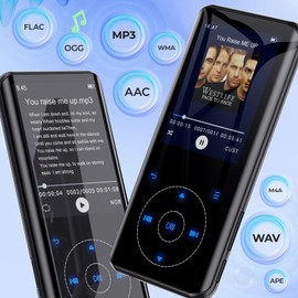 Metal Housing 32GB MP3 Player Bluetooth 5.3 with 2.4 Inch Display & Curved Design, HiFi Sound, Touch Buttons, Integrated Speaker, FM Radio, Voice Recording, up to 128GB
