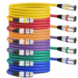 6 Color XLR Cables, 6 ft/1.8m Colored Microphone Cable Cord, 3 Pin Balanced XLR Microphone Cables XLR Male to Female Mic Cord for Microphones, Live Stage, Speaker, Audio Mixer (6 Pack)