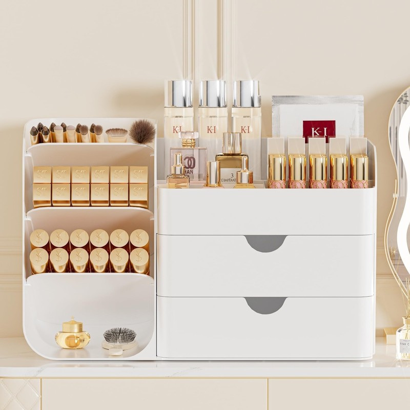 Makeup Organizer with Brush Holder for Vanity,Countertop Makeup Organizer with
