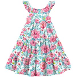 Kimoda Girl Floral Dresses Size 5 Kids Summer Dress Size 6 Backless Smocked Party Sundress