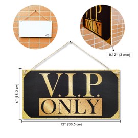CARISPIBET V.I.P. Only Home signs house decorative hanging ornament wall art plaques welcome signs 6" x 12"