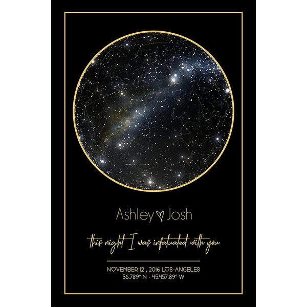 Personalized Star Constellation Map Print, Minimal Star Chart, Night Sky