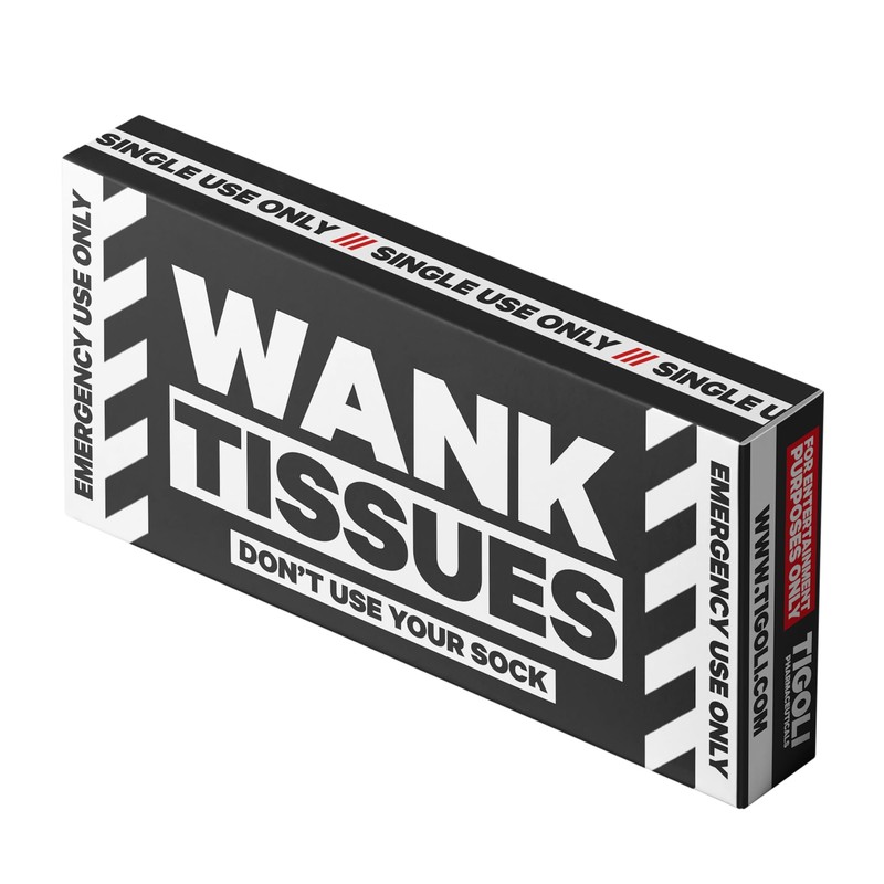 Wank/Shart/Vomit Tissues with Box Joke Gag Funny + Biohazard Bag