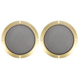 X AUTOHAUX 2pcs 5" Gold Tone Car Audio Speaker Cover Mesh Subwoofer Grill