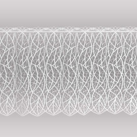 atelier alles-Spitze Elegant White Net Curtain Cloe Made of Delicate Air Tip Modern Short Curtain with Imaginative Wave Pattern Height x Width 43 x 80 cm
