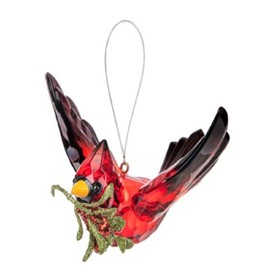 Ganz Midwest KK643 Faceted Bright Red Cardinal in Flight 5 x 4.5 Inch Acrylic Christmas Décor Hanging Ornament