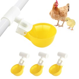 4PC Chicken Water Cups with PVC Tee Fittings for 1/2" Pipe, Automatic Chicken Watering System, Anti-Leak, Holds 50% More Water, Suitable for Chicks, Chicken, Duck, Quail, Birds, Turkey