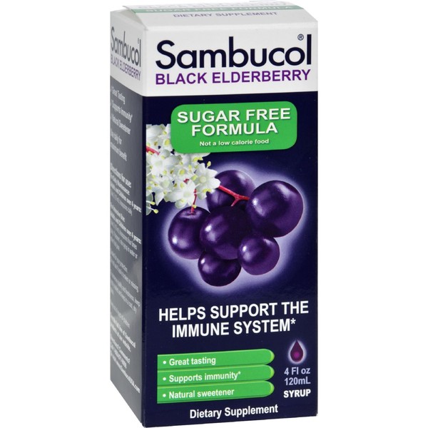 Sambucol Black Elderberry Syrup - Sugar Free - 4 oz (Pack of 4)