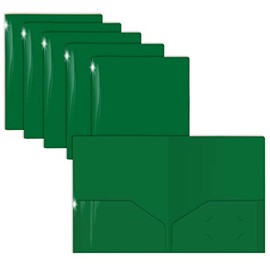 Extra Heavyweight Green Plastic 2 Pocket Portfolio Folders, 12 Pack, Premium Letter Size Folders, High Sheen Reflective Finish, by Gold Seal, 12 Pack Poly Folders, Green
